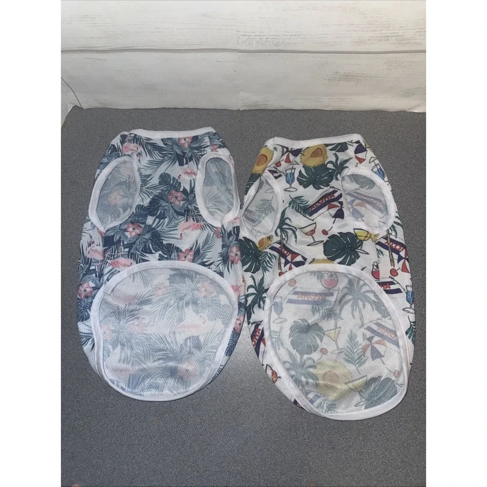 Hawaiin Tropical Dog Shirt , Lot Of 2 , Size L Vacations, Pool‎ , Summer